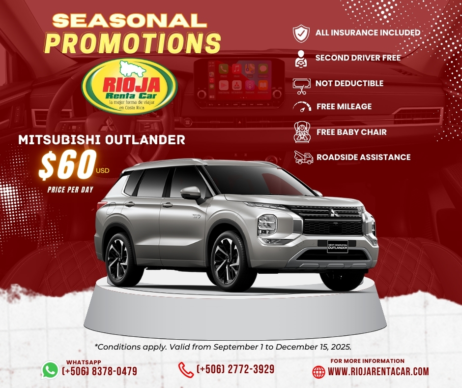 Mitsubishi Outlander 2025 season special offer at Rioja Rent a Car